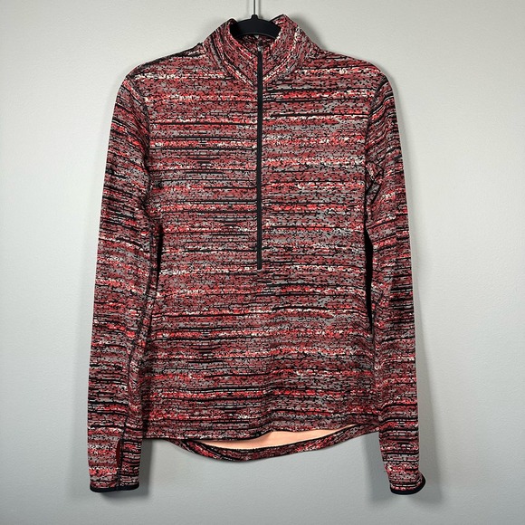 Nike Pro Combat Medium Orange Black 1/2 Zip Long Sleeve Pullover - Picture 1 of 5